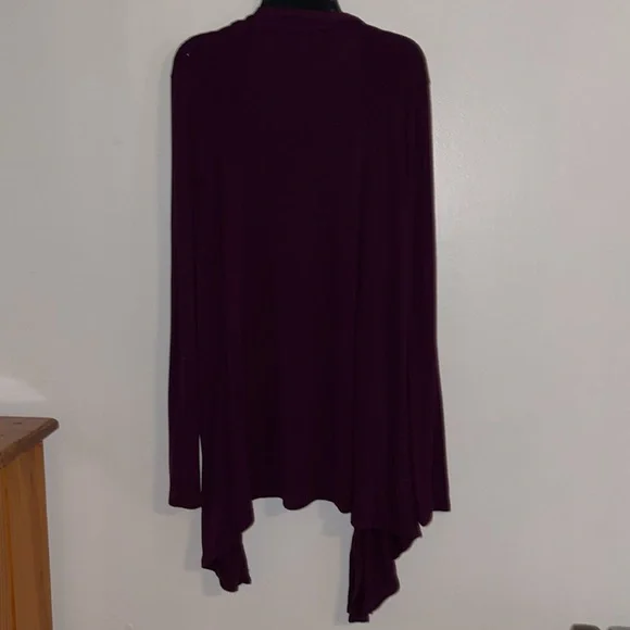 Zenana Outfitters Open-Front Cardigan Sweater - Plum - Picture 4 of 6